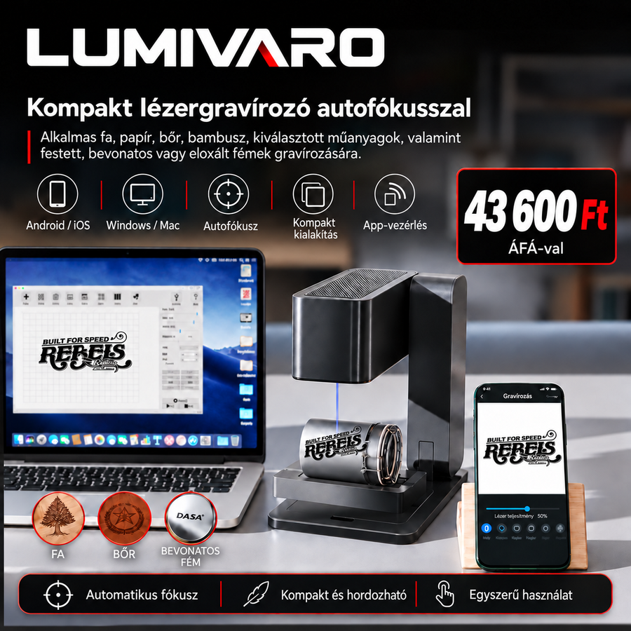 LUMIVARO kisméretű, hordozható lézergravírozó gép