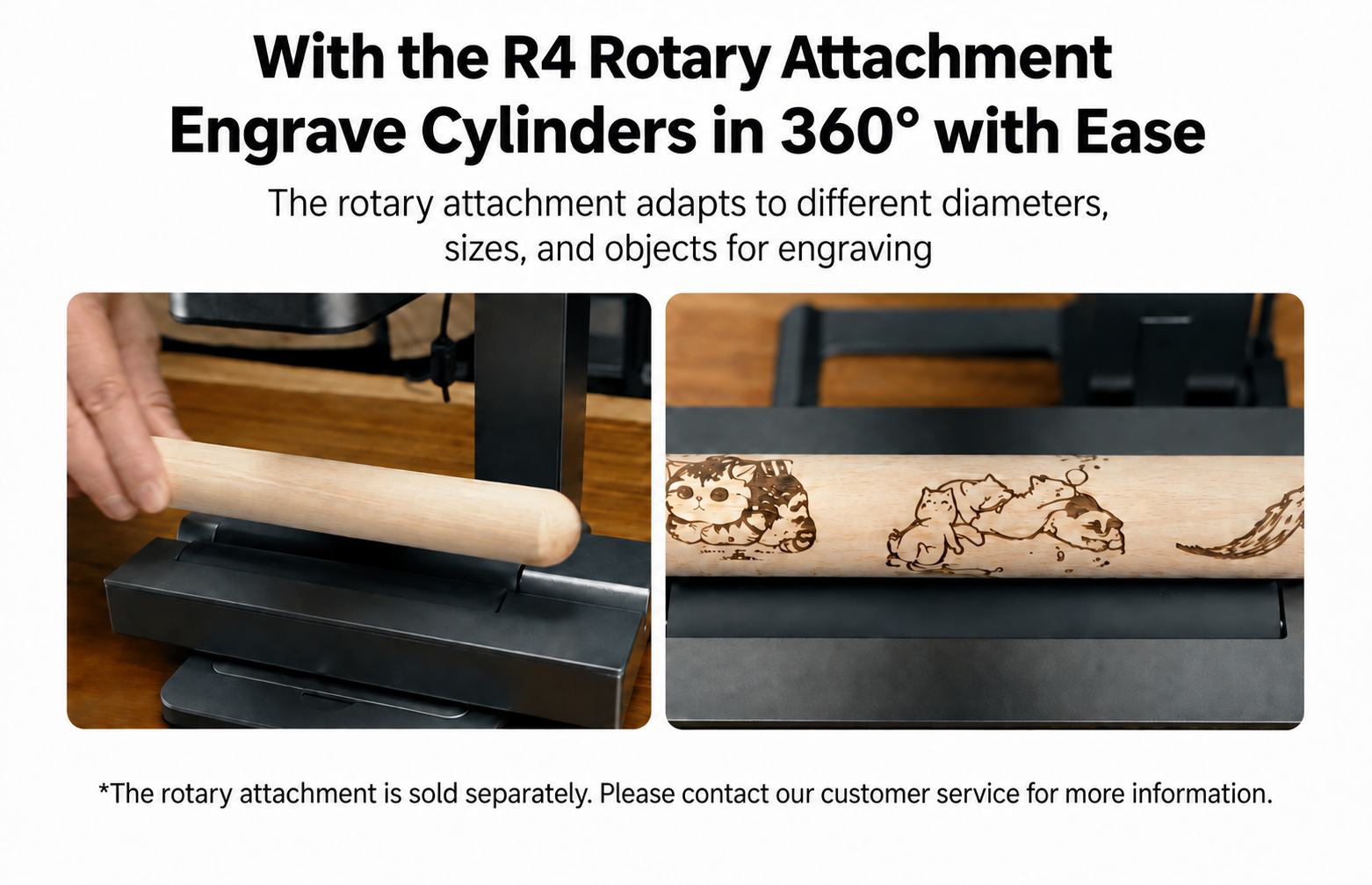Rotary attachment for cylindrical engraving
